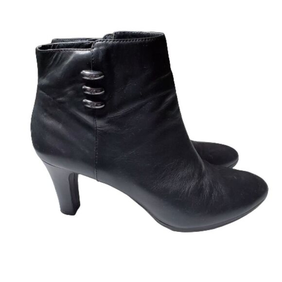 Anne Klien Black Leather Booties Boots Size 10 - Picture 1 of 11